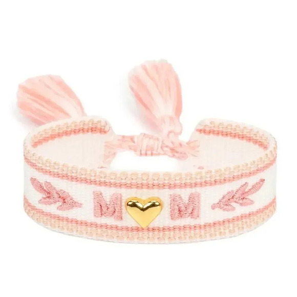 BEST MOM HEART EMBROIDERY BRACELET - Picture 1 of 8